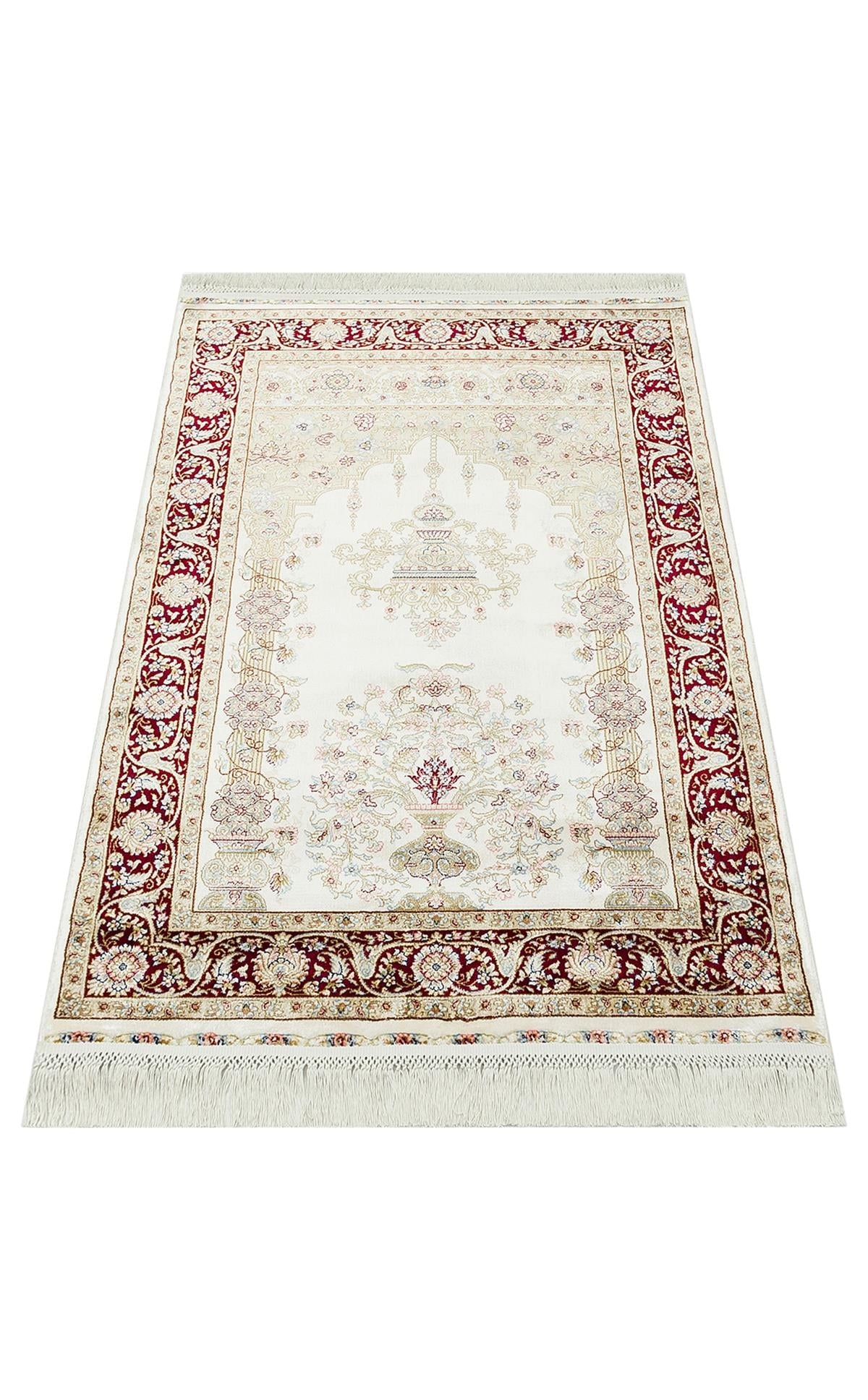 ISFAHAN SECCADE ISF SCD 01 CREAM RED  Klasik Desenli Yüksek Kalite Sık Dokuma Seccade