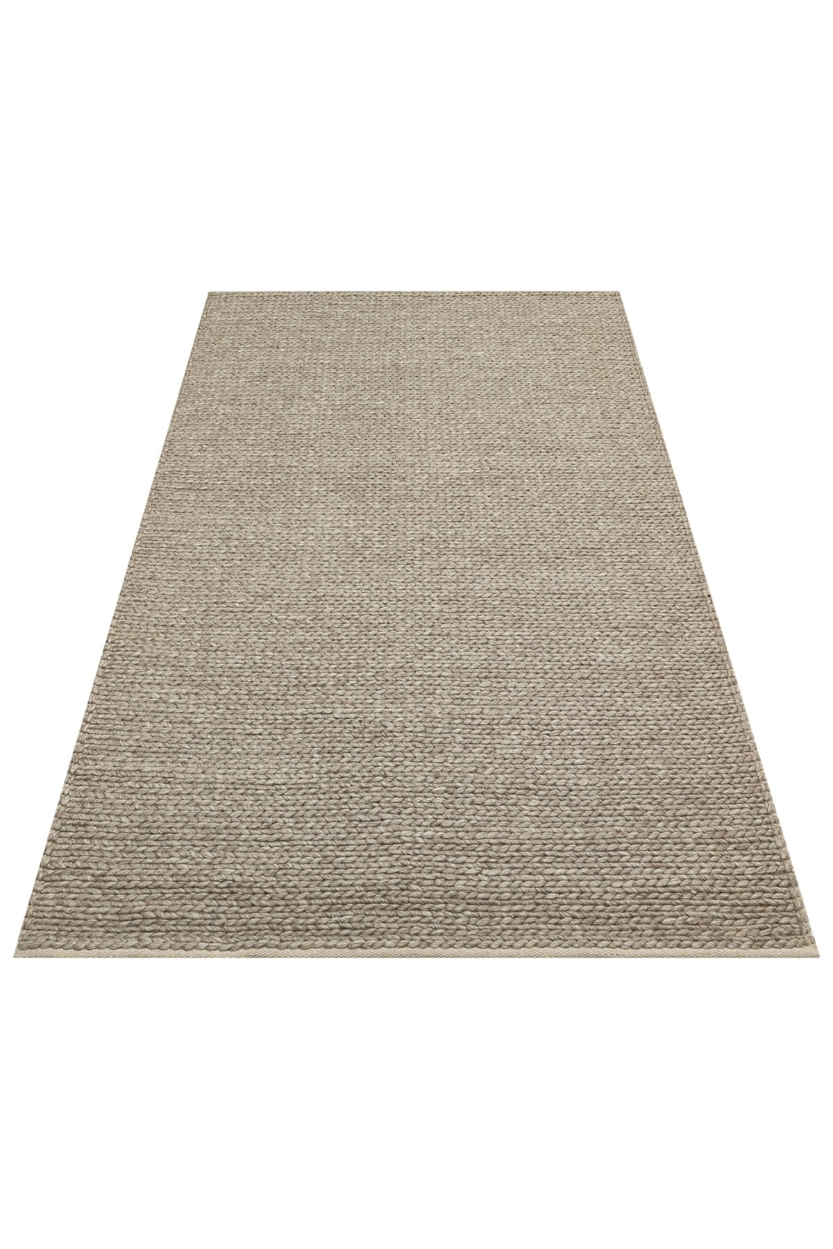 JADE BASKETWEAVE BROWN  Naturel Kazak Örgü Desenli El Dokuma Örgü Halı