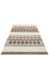 JADE JD 01 GREY  Naturel Kazak Örgü Desenli El Dokuma Örgü Halı
