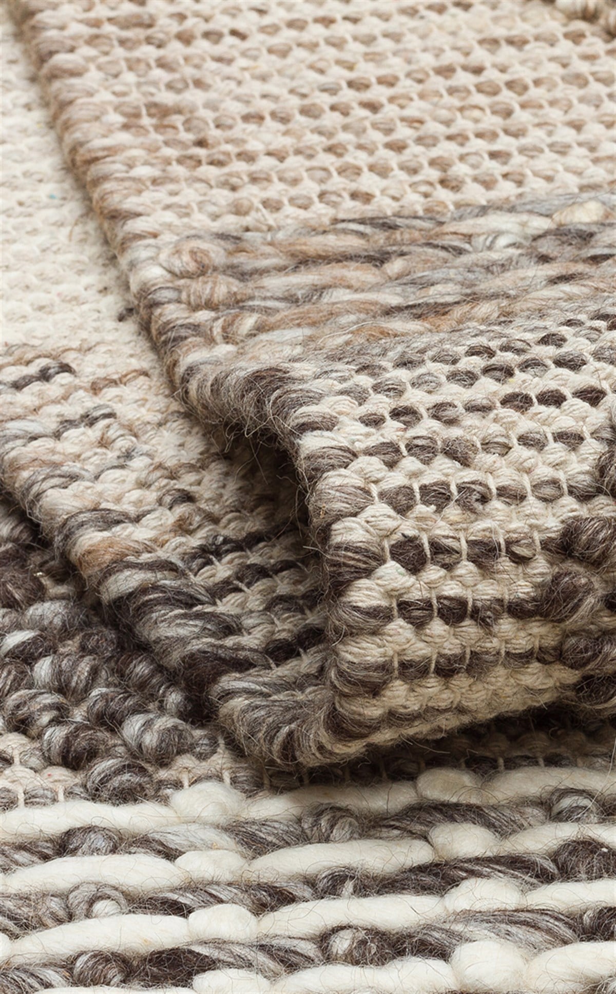 JADE JD 01 GREY  Naturel Kazak Örgü Desenli El Dokuma Örgü Halı
