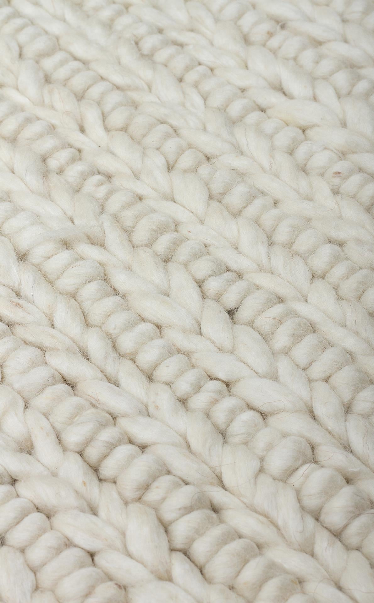 JADE JD 07 WHITE  Naturel Kazak Örgü Desenli El Dokuma Örgü Halı