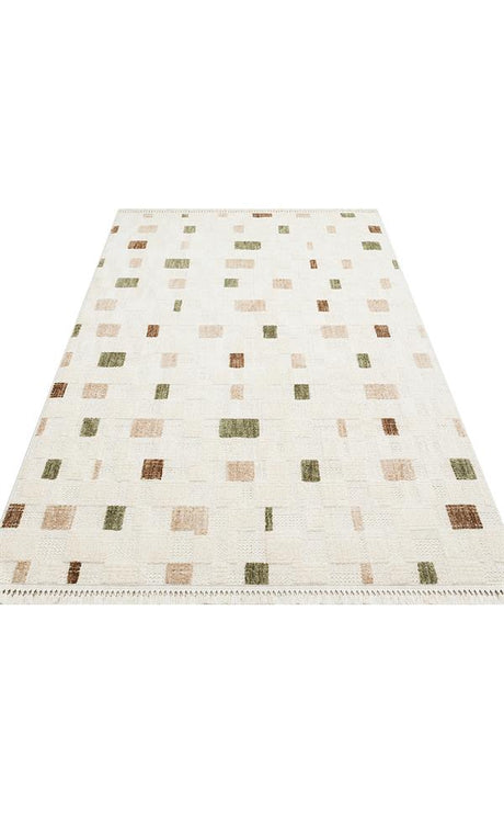 JOY JOY 02 GREEN BEIGE  Hav Toz Vermeyen Yumuşak dokulu Modern Makine Halısı