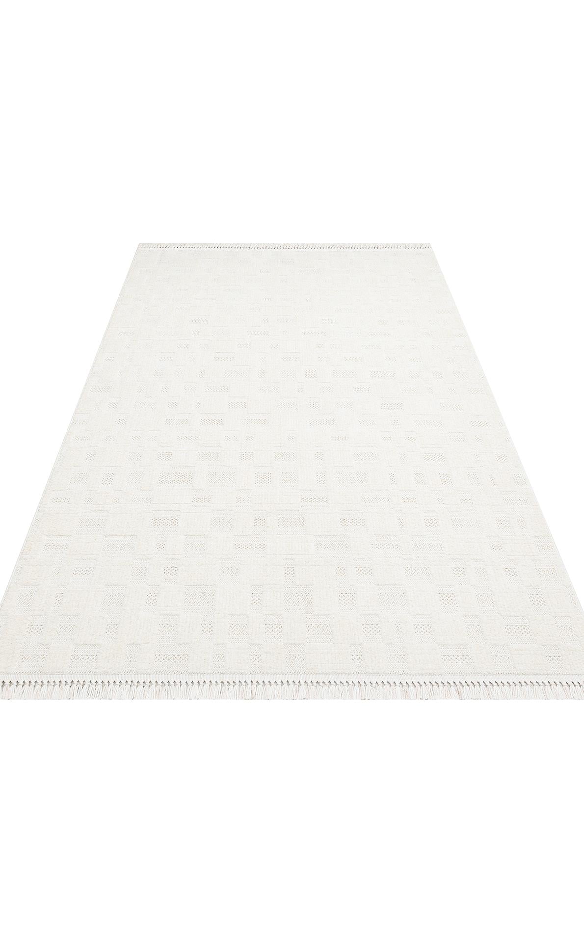 JOY JOY 02 WHITE  Hav Toz Vermeyen Yumuşak dokulu Modern Makine Halısı