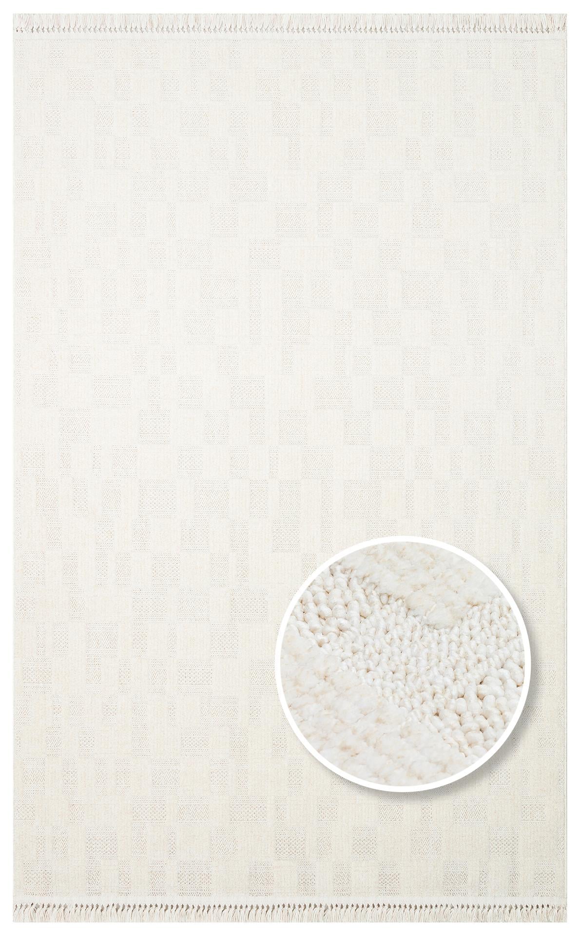 JOY JOY 02 WHITE  Hav Toz Vermeyen Yumuşak dokulu Modern Makine Halısı