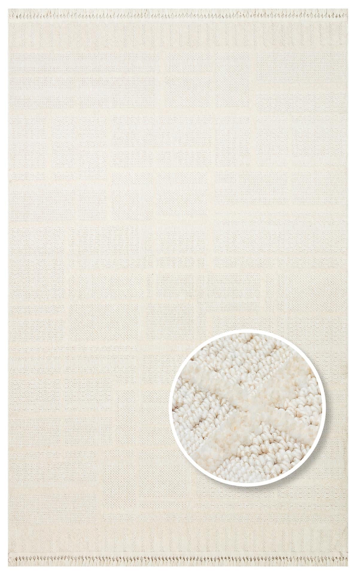 JOY JOY 03 WHITE  Hav Toz Vermeyen Yumuşak dokulu Modern Makine Halısı