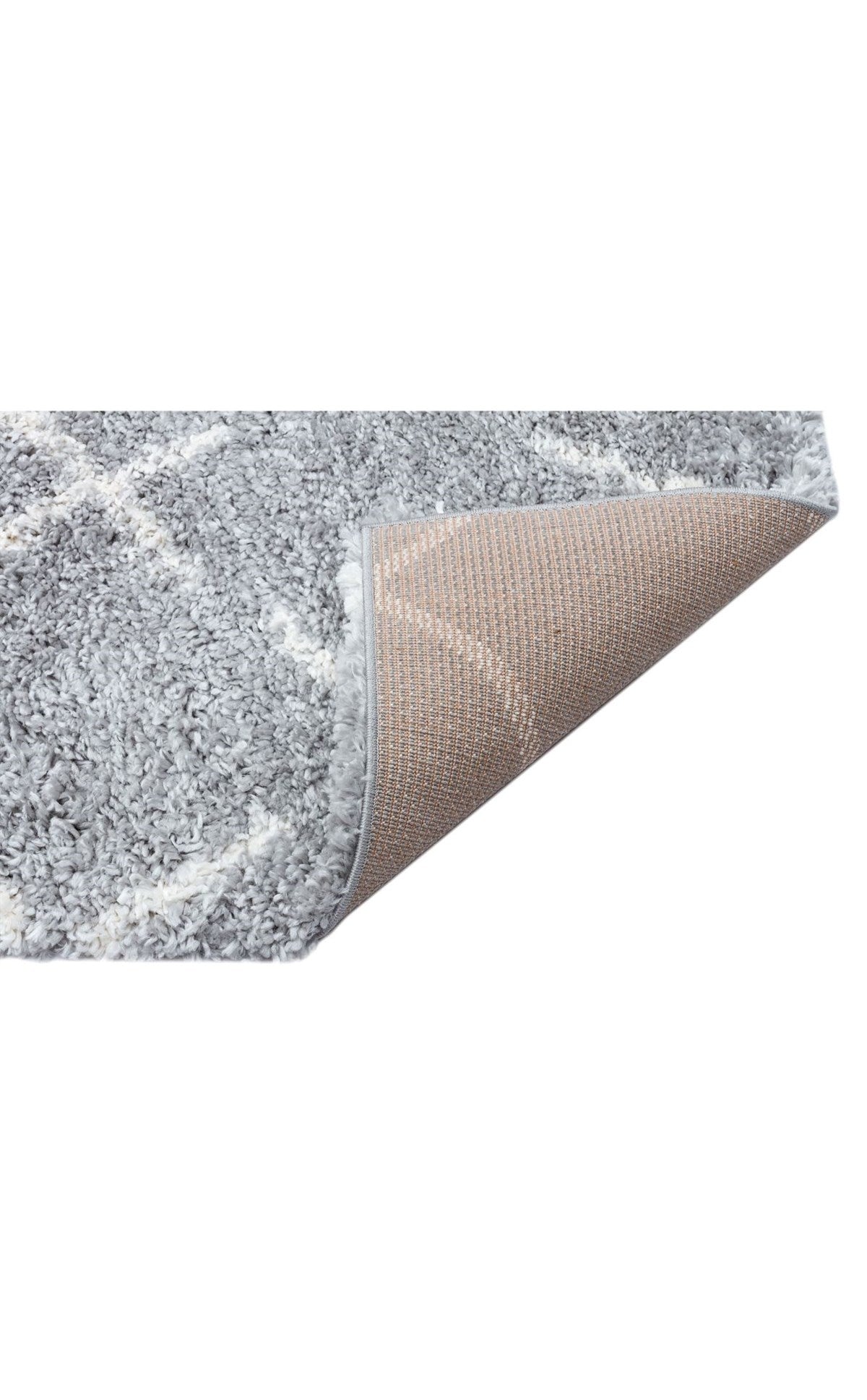 LOFT LF 01 GREY CREAM  Hav Toz Vermez Yumuşak Dokulu Etnik Desenli Uzun Tüylü Pofuduk Shaggy Halı