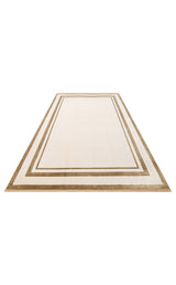LUGANO LUG 02 CREAM GOLD  Art Deco Modern Bordürlü Yüksek Kalite Sık Dokuma Salon Halısı