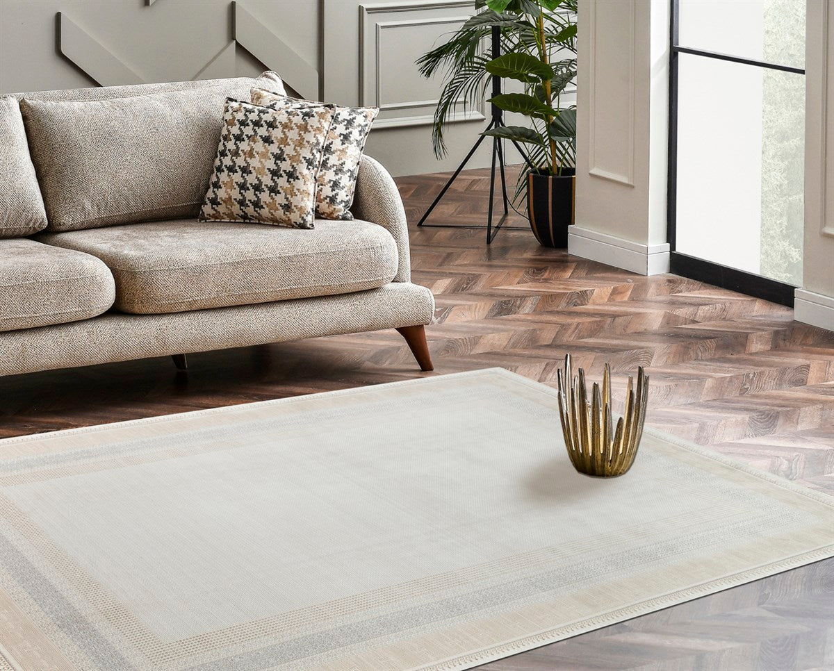 MAHAL MHL 07 CREAM GOLD  Modern Desenli Yüksek Kalite Sık Dokuma Salon Halısı