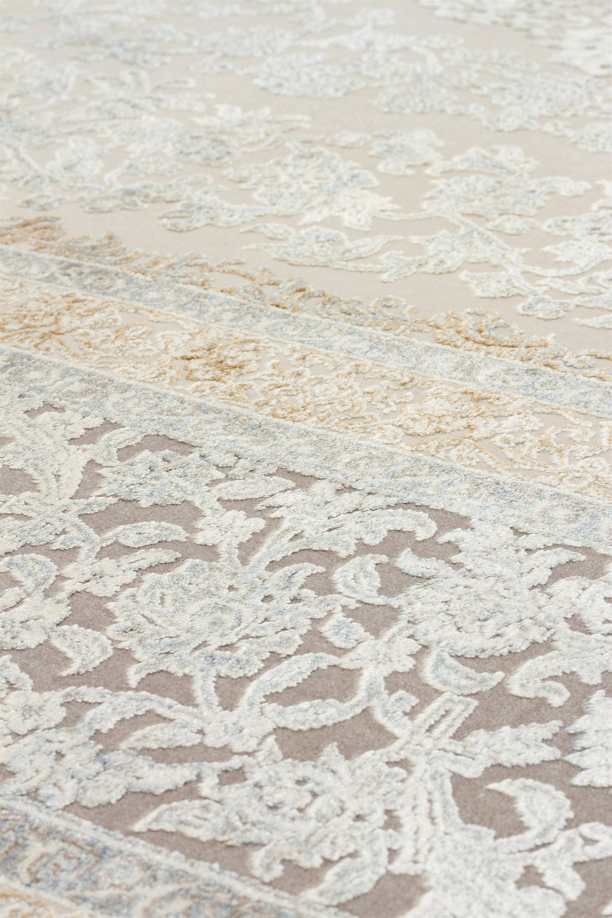 MAHAL MHL 08 CREAM GREY  Klasik Desenli Yüksek Kalite Sık Dokuma Salon Halısı