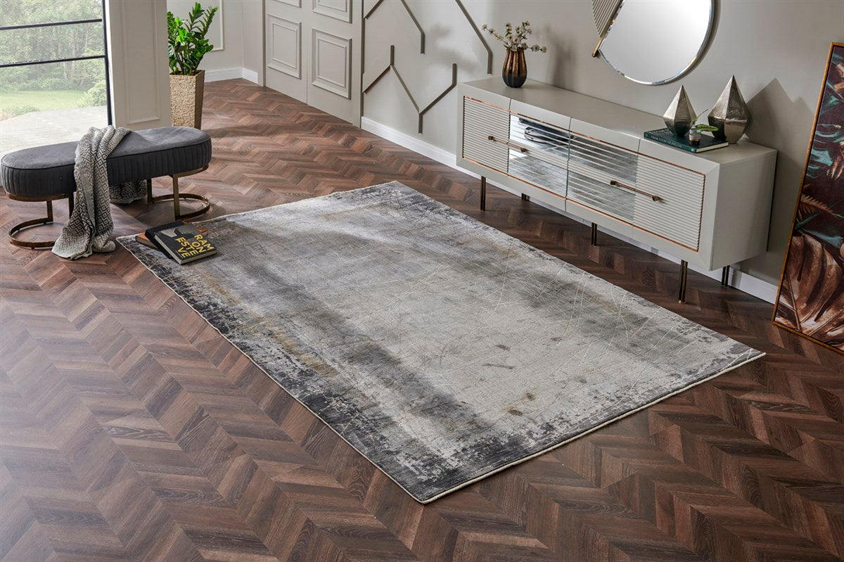 MAHAL MHL 09 GREY GOLD  Modern Desenli Yüksek Kalite Sık Dokuma Salon Halısı