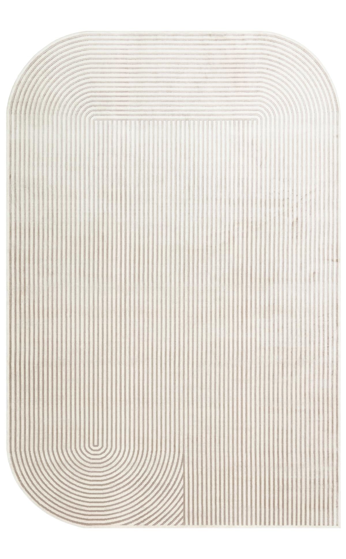 MERANO MRN 03 CREAM GREY  Geometrik Desenli Yüksek Kalite Sık Dokuma Salon Halısı
