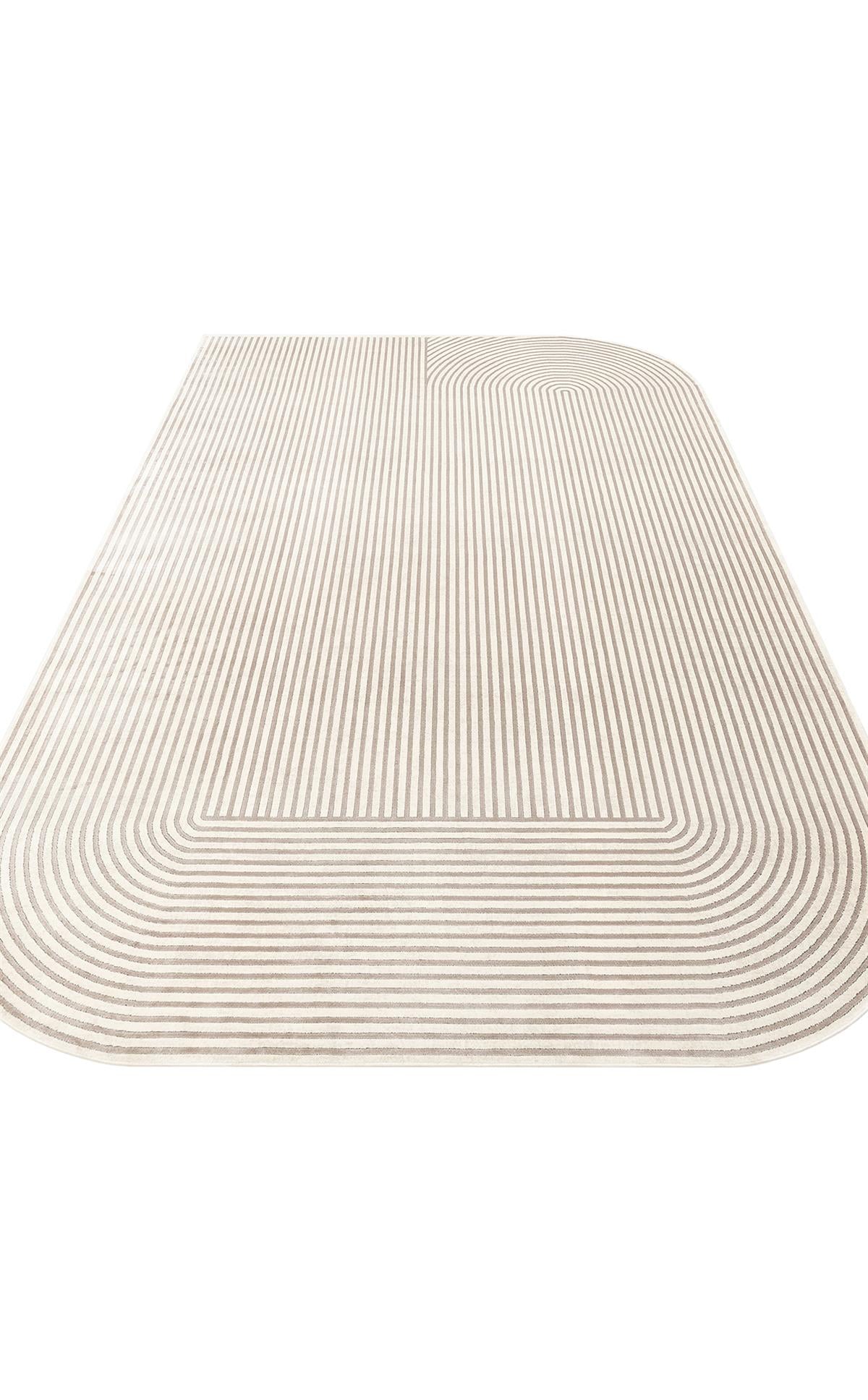 MERANO MRN 03 CREAM GREY  Geometrik Desenli Yüksek Kalite Sık Dokuma Salon Halısı