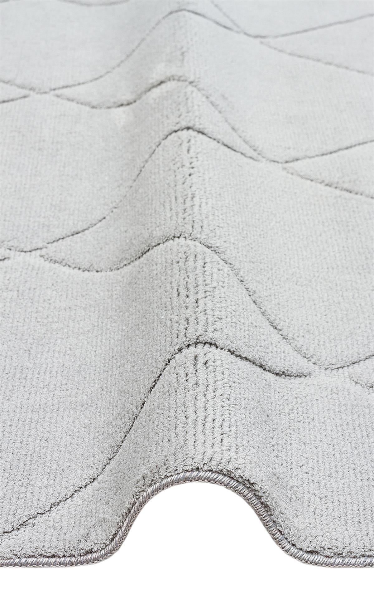 MISSORI MSR 03 GREY  Hav Toz Vermez Sade Desenli Yumuşak Dokulu Modern Makine Halısı