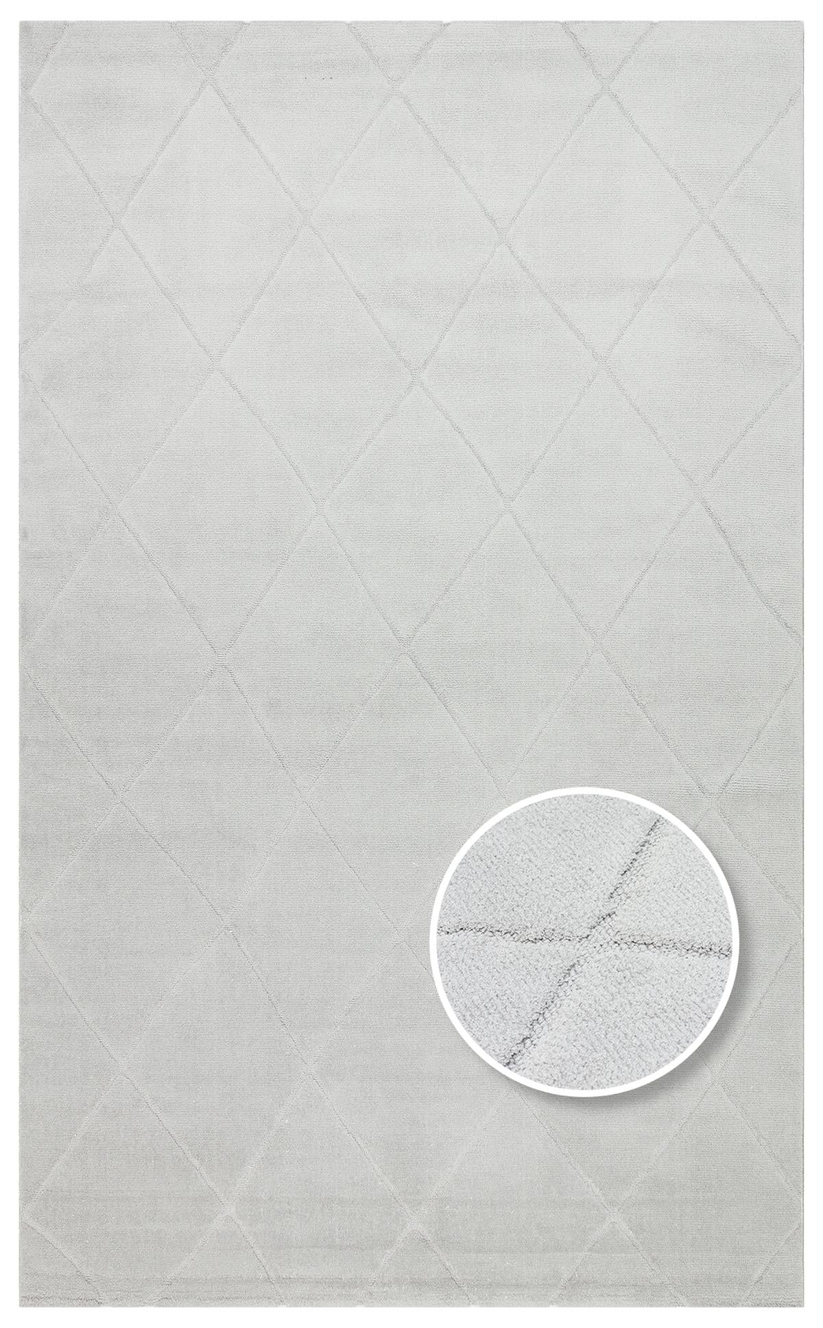 MISSORI MSR 03 GREY  Hav Toz Vermez Sade Desenli Yumuşak Dokulu Modern Makine Halısı