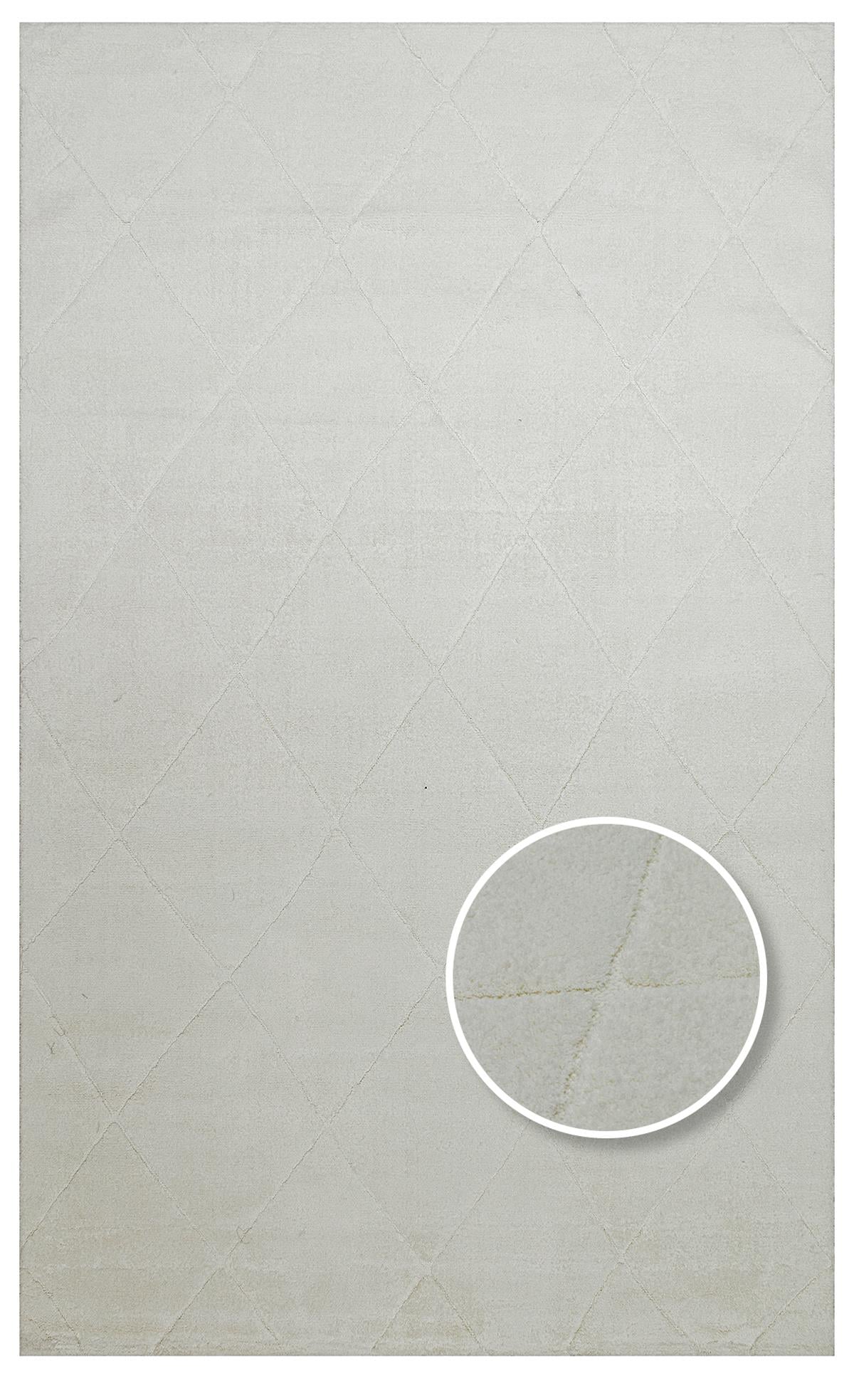 MISSORI MSR 03 WHITE  Hav Toz Vermez Sade Desenli Yumuşak Dokulu Modern Makine Halısı