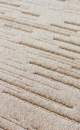 MISSORI MSR 05 BEIGE  Hav Toz Vermez Sade Desenli Yumuşak Dokulu Modern Makine Halısı