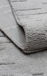 MISSORI MSR 05 GREY  Hav Toz Vermez Sade Desenli Yumuşak Dokulu Modern Makine Halısı