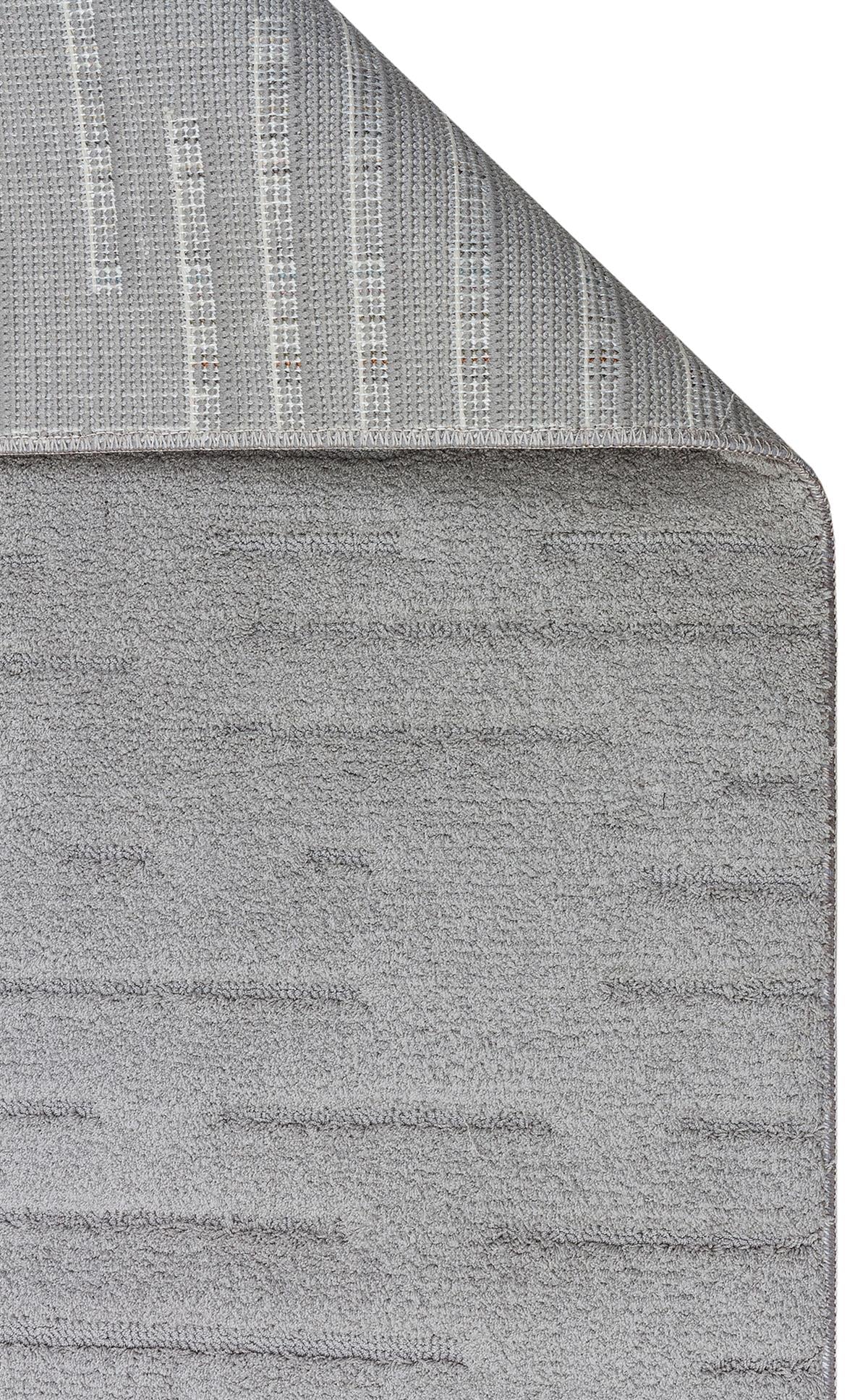 MISSORI MSR 05 GREY  Hav Toz Vermez Sade Desenli Yumuşak Dokulu Modern Makine Halısı