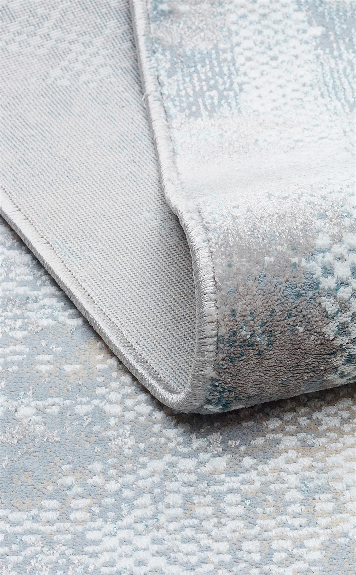MODENA MDN 04 CREAM BLUE  Şık ve Modern Sıkı Dokuma Hav Toz Vermez Makine Halısı