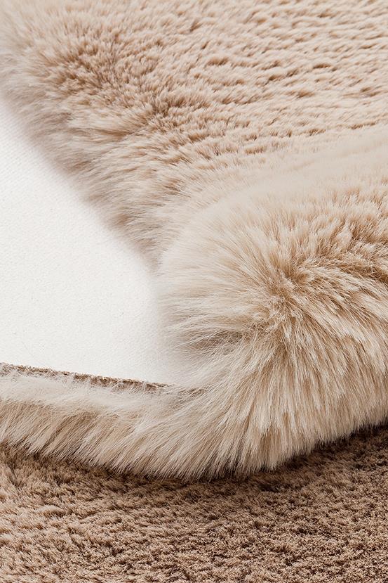 MOLLIS NEW MLS BEIGE DOUBLE N  Yumuşak Dokulu Uzun Tüylü Yıkanabilir Tavşan Postu