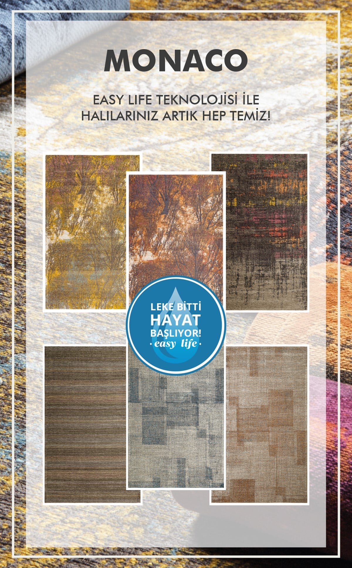 MONACO EASYLIFE MN 07 D.MULTY XW E.LIFE  Leke Tutmaz Hav Toz Vermez Nano Teknoloji Yıkanabilir Modern Desenli İnce Dokuma Halı