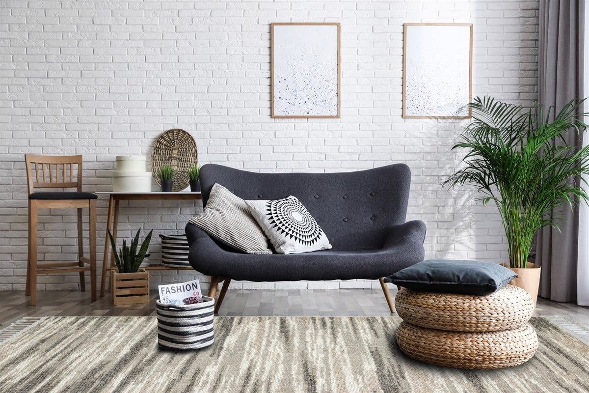 MOTTO MOT 01 GREY WHITE  Yumuşak Tuşeli Örgü Dokuma Modern Makine Halısı