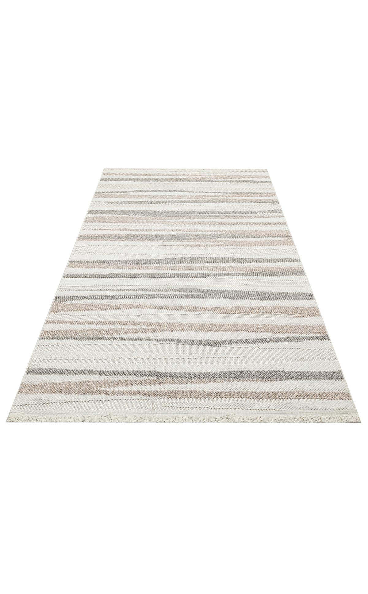 MOTTO MOT 02 WHITE BEIGE  Yumuşak Tuşeli Örgü Dokuma Modern Makine Halısı