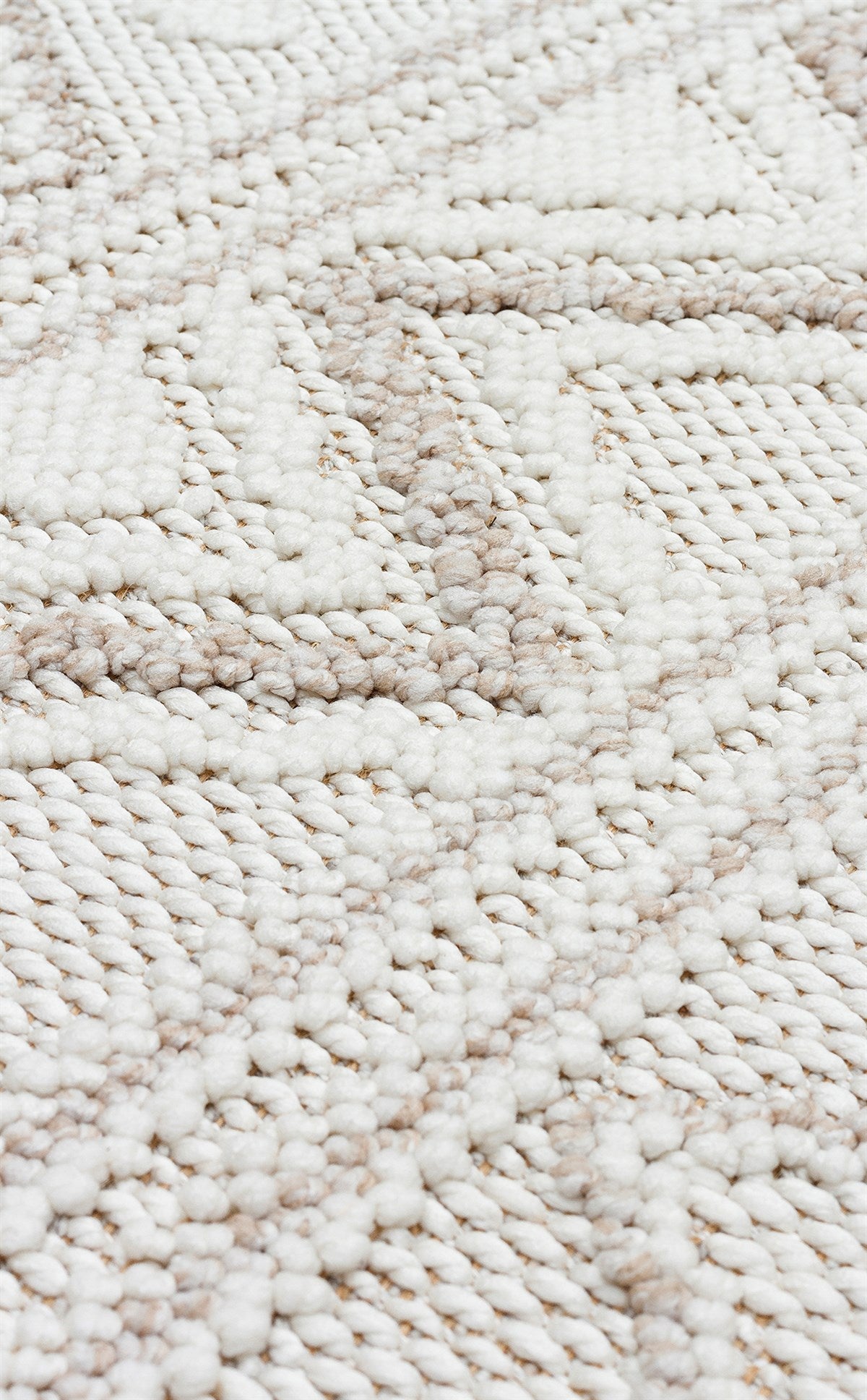 MOTTO MOT 03 WHITE BEIGE  Yumuşak Tuşeli Örgü Dokuma Modern Makine Halısı