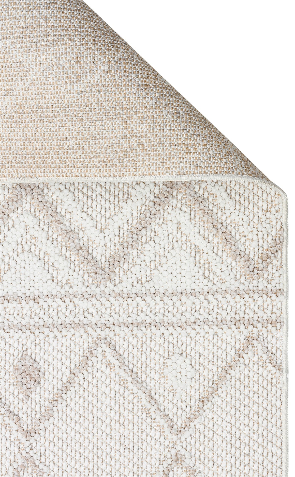 MOTTO MOT 03 WHITE BEIGE  Yumuşak Tuşeli Örgü Dokuma Modern Makine Halısı