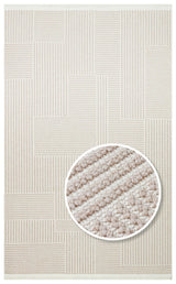 MOTTO MOT 12 BEIGE WHITE  Yumuşak Tuşeli Örgü Dokuma Modern Makine Halısı