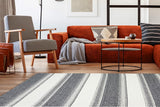 NEVADA NVD 02 WHITE BLACK  Özel Moroccon Tuşeli Hav Toz Vermez Kaymaz Tabanlı İnce Dokuma Modern Halı