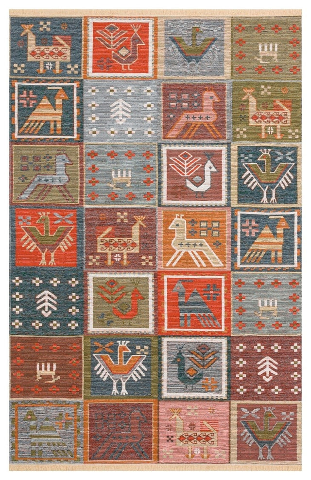 NOMAD NMD 14 AQUA MULTY  Yıkanabilir Çift Taraflı Kullanıma Uygun Yumuşak Tuşeli Otantik Kilim