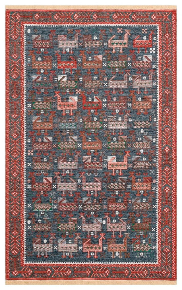 NOMAD NMD 16 NAVY  Yıkanabilir Çift Taraflı Kullanıma Uygun Yumuşak Tuşeli Otantik Kilim