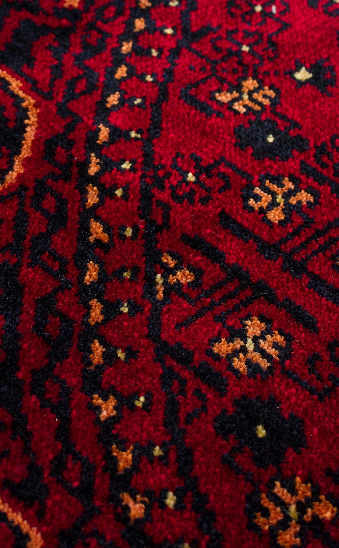 NOSTALJI 960 RED Q  Afgan / Yağcıbedir Desenli El Emeği ile Özel Tezgahlarda Üretilen Tensel Uşak Halısı