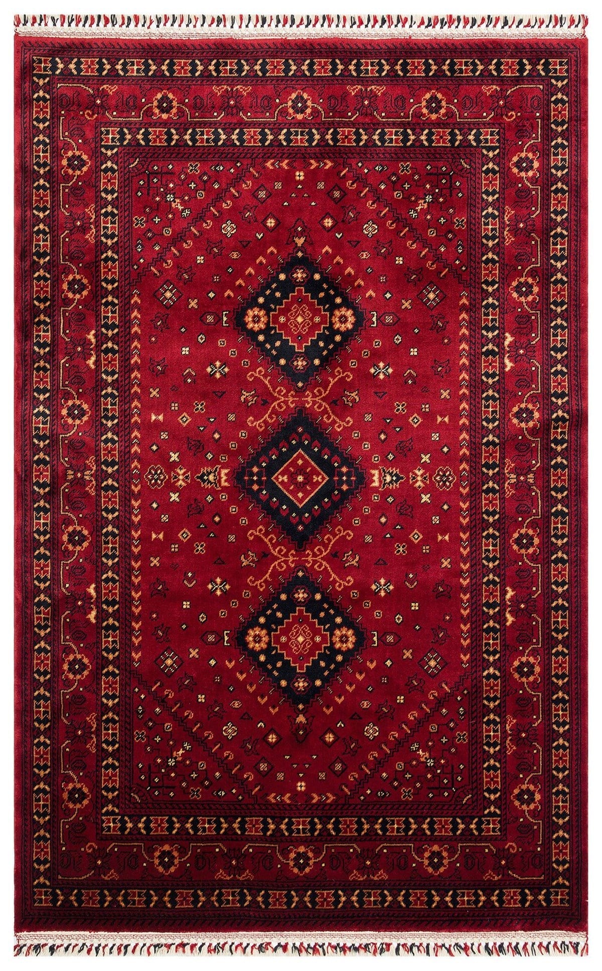 NOSTALJI 961 RED  Afgan / Yağcıbedir Desenli El Emeği ile Özel Tezgahlarda Üretilen Tensel Uşak Halısı