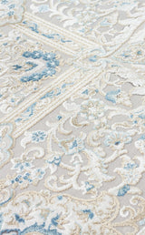 PALMIRA PLM 01 CREAM BLUE  Yüksek Kaliteli Sık Dokuma Modern Salon Halısı