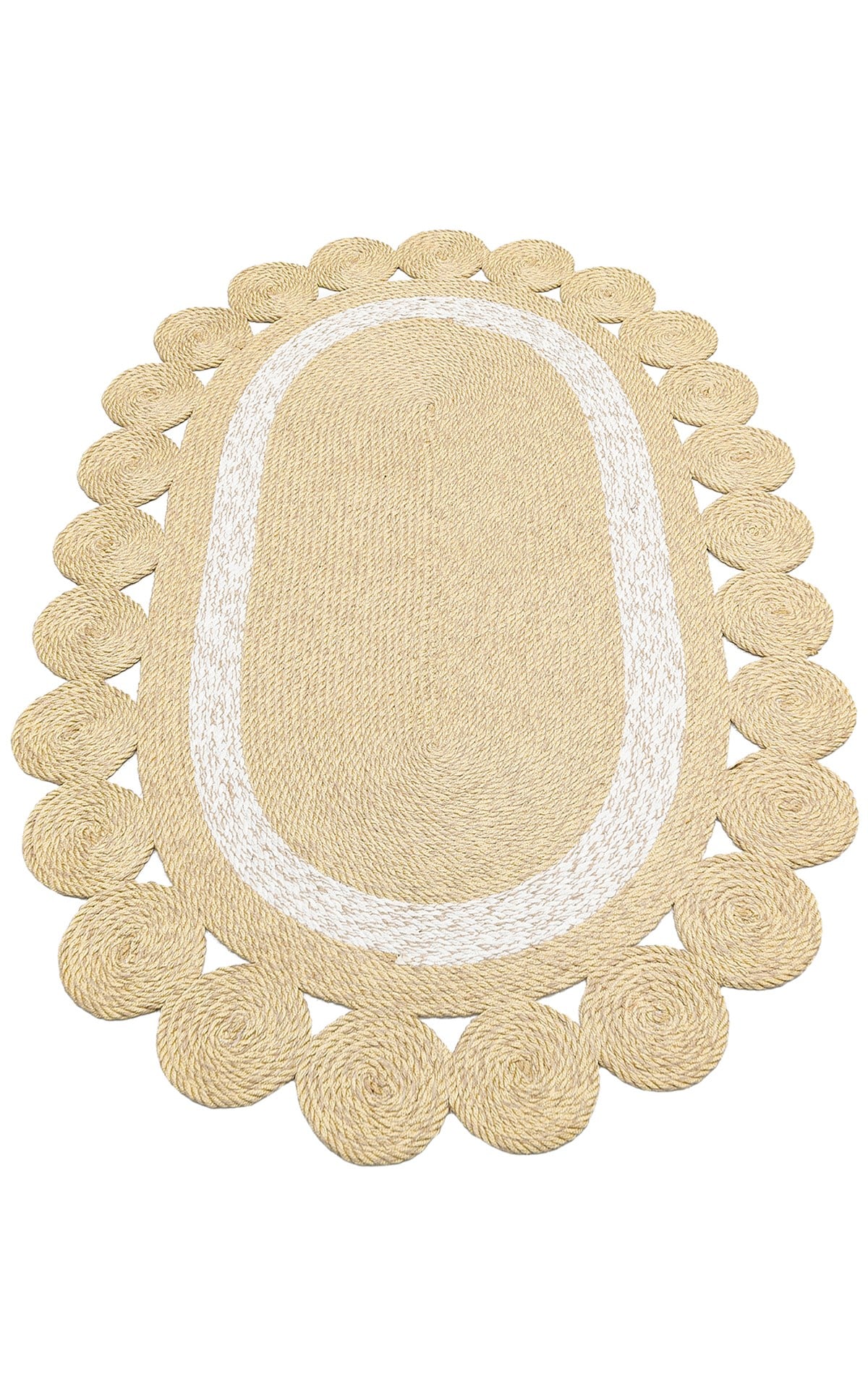 PATNA PTN 04 NATURAL WHITE  Jüt Hasır Görünümlü Hav Toz Vermez Örgü Halı