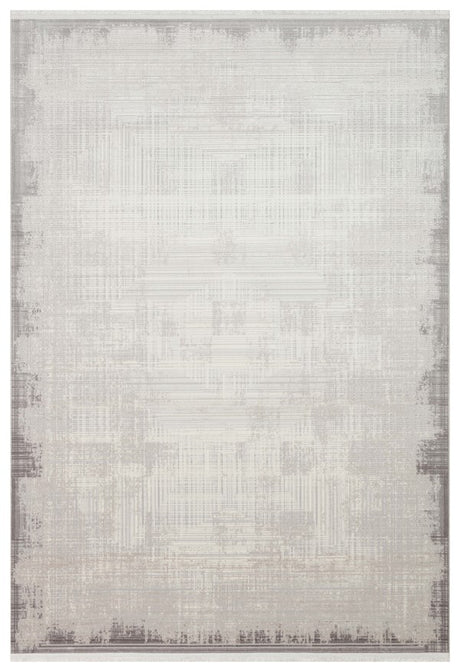 PERA PERA 01 GREY  Yıkanabilir Modern Desenli Kaymaz Tabanlı Akrilik Makine Halısı