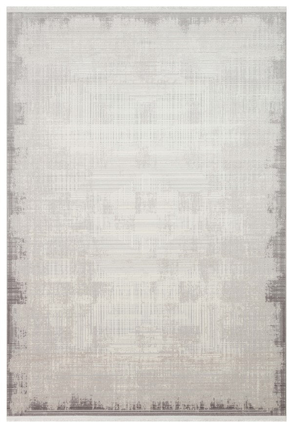 PERA PERA 01 GREY  Yıkanabilir Modern Desenli Kaymaz Tabanlı Akrilik Makine Halısı