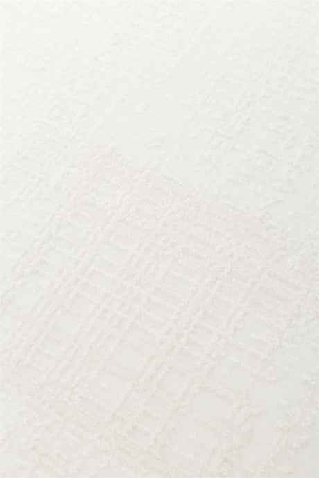 PERA PERA 01 WHITE  Yıkanabilir Modern Desenli Kaymaz Tabanlı Akrilik Makine Halısı
