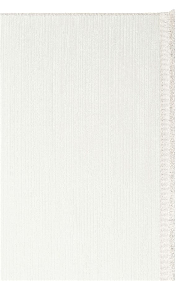 PERA PERA 02 WHITE  Yıkanabilir Modern Desenli Kaymaz Tabanlı Akrilik Makine Halısı