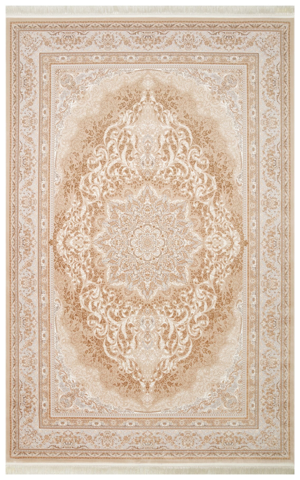 PERSIAN PER 01 BEIGE  Klasik Desenli Yüksek Kalite Sıkı ve İnce Dokuma Yaklaşık 3 Milyon Point Makine Halısı
