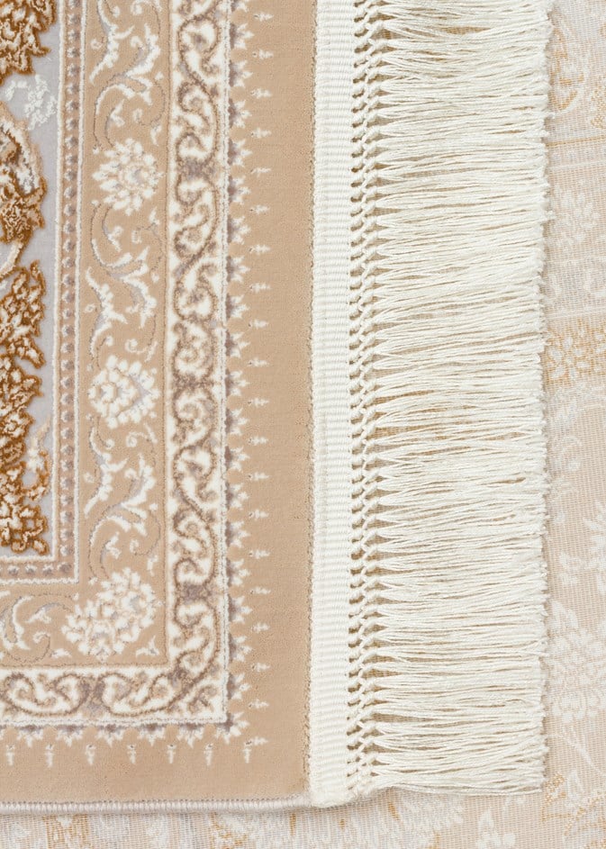 PERSIAN PER 02 BEIGE  Klasik Desenli Yüksek Kalite Sıkı ve İnce Dokuma Yaklaşık 3 Milyon Point Makine Halısı