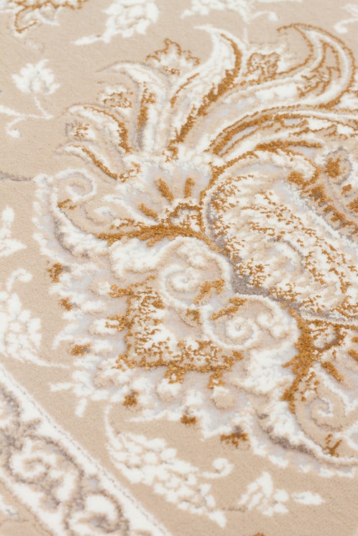 PERSIAN PER 02 BEIGE  Klasik Desenli Yüksek Kalite Sıkı ve İnce Dokuma Yaklaşık 3 Milyon Point Makine Halısı