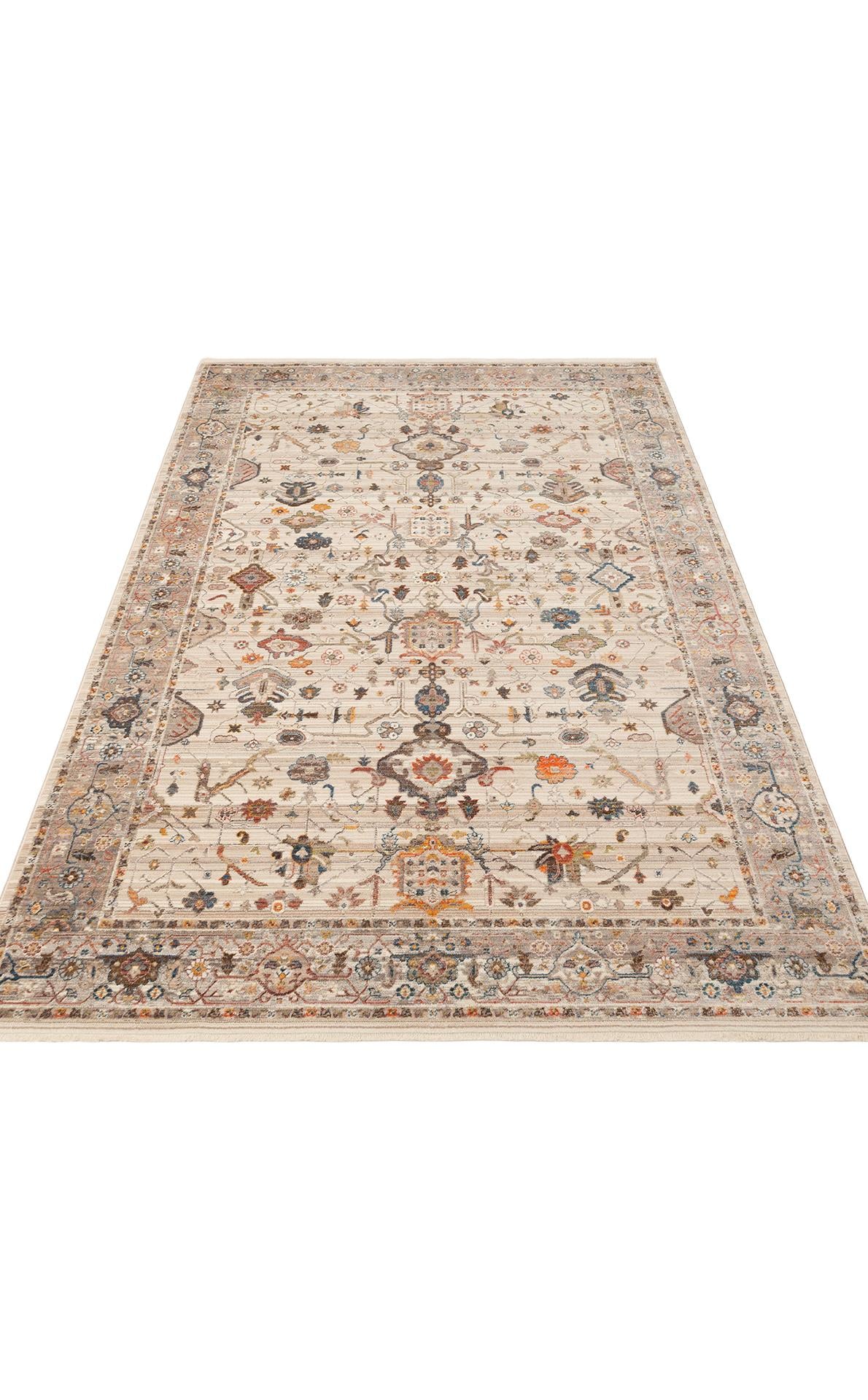 PIETRA PTA 01 CREAM GREY  Sıcak Renk Tonlarını Etnik Desenler ile Buluşturan Yumuşak Tuşeli Makine Halısı