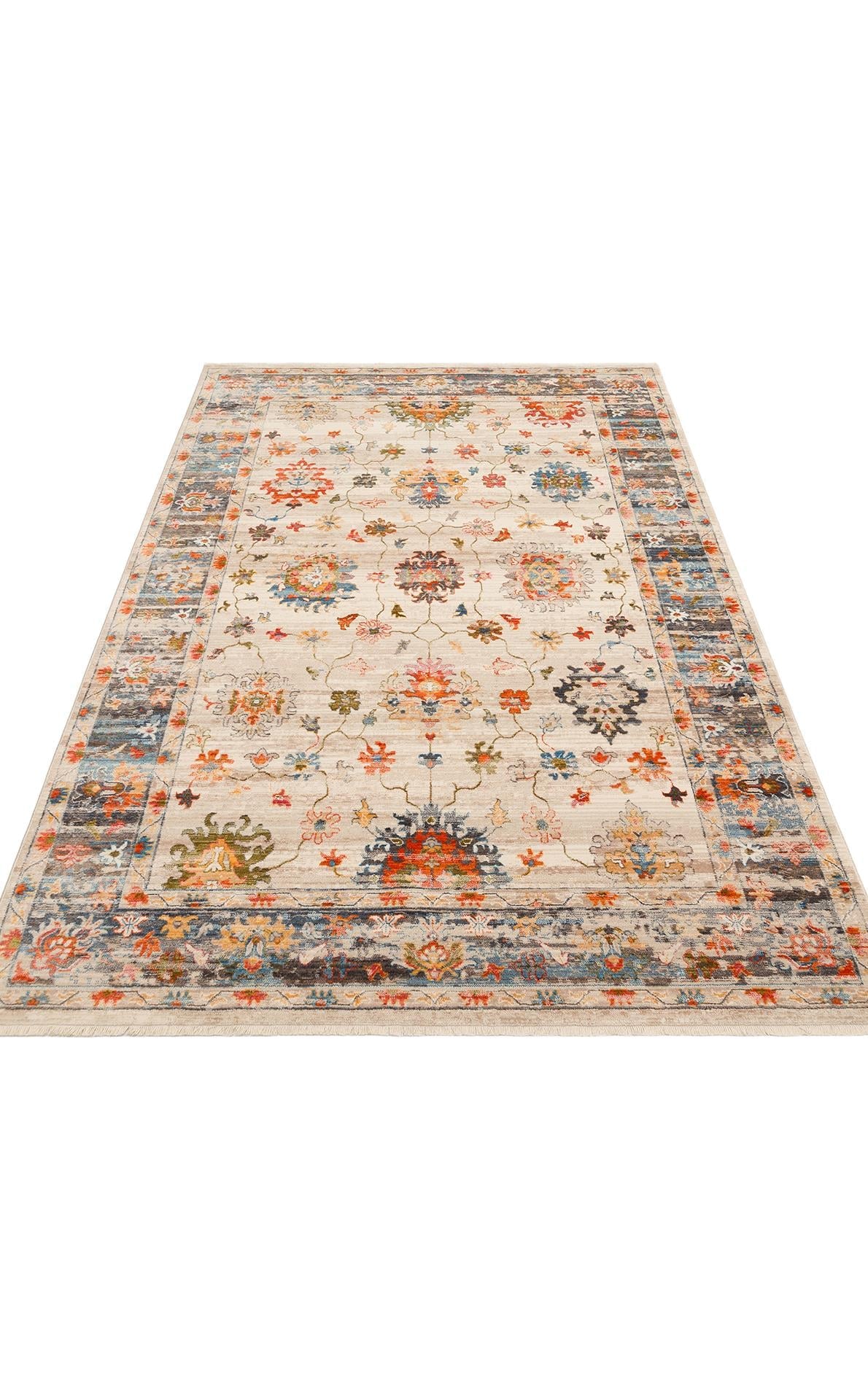 PIETRA PTA 19 BEIGE MULTY  Sıcak Renk Tonlarını Etnik Desenler ile Buluşturan Yumuşak Tuşeli Makine Halısı