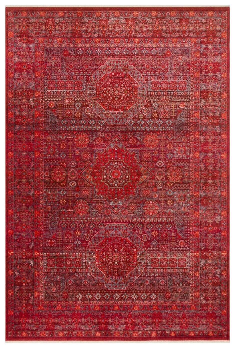 PIETRA PTA 20 RED  Sıcak Renk Tonlarını Etnik Desenler ile Buluşturan Yumuşak Tuşeli Makine Halısı