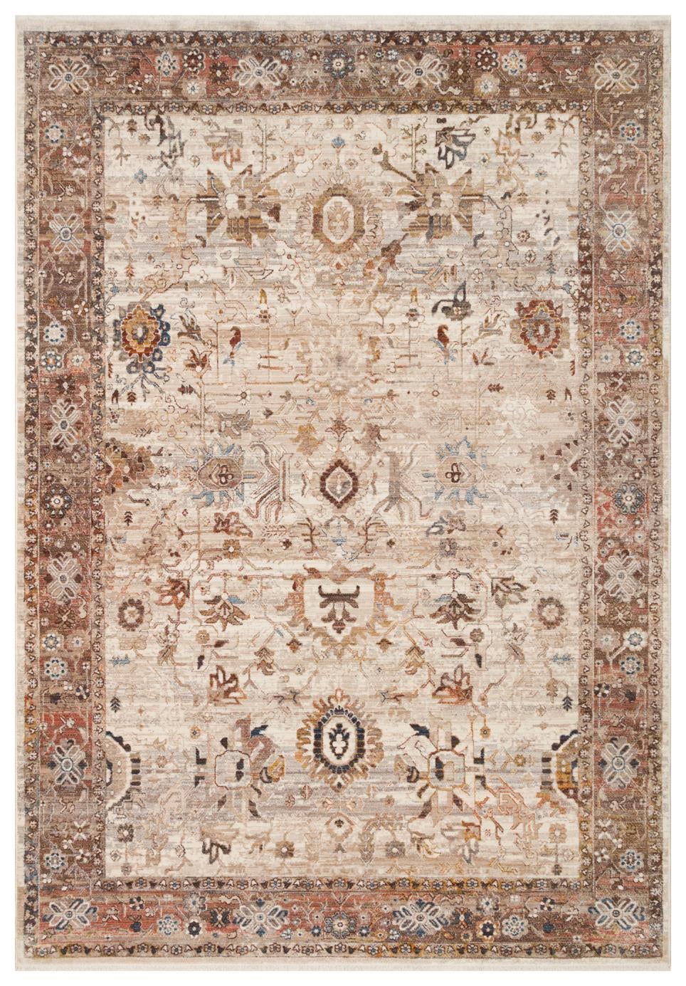 PIETRA PTA 22 CREAM BROWN Sıcak Renk Tonlu Etnik Desenli Yumuşak Dokulu Makine Halısı