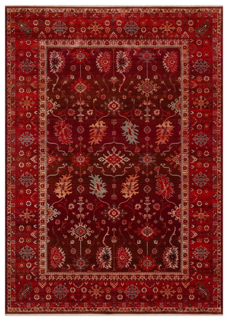 PIETRA PTA 24 RED  Sıcak Renk Tonlu Etnik Desenli Yumuşak Dokulu Makine Halısı