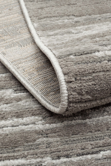 RIVERA RVR 01 GREY  Modern ve Klasik Desenli Yüksek Alçak Çift Boyutlu Dokumaya Sahip Yumuşak Tuşeli Makine Halısı